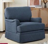 Latitude Run Madelina 32.7" W Swivel Armchair with Round Arms in Blue New In Box $699