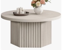 Hokku Designs Cesiro Modern Round Coffee Table With Fluted Base New in Box $399