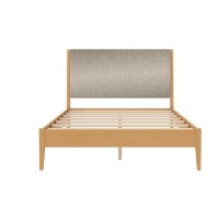 DHP Dacin Wood Queen Size Bed Frame with Upholstered Headboard in Beige Linen (2 Boxes) Nwe in Box $599