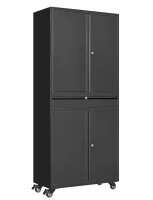Lissimo 31.5 in. W x 72.8 in. H x 15.7 in. D Adjustable 2-Shelf Steel Freestanding Cabinet with 4 Door Drawer on Wheel in Black New in Box $499