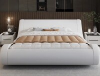 Wrought Studio King Low Profile Sleigh Bed With Faux Leather Ergonomics Headboard in White New in Box $799