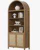 Bayou Breeze 84.25''H Rattan Arched Bookcase With Adjustable Shelf in Caramel New in Box $499