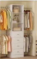 Latitude Run Closet Organizer Tower With 4 Drawers, Shelves And Extendable Hanging Rods, 46.86&ndash;60.86" Wide, White New in Box $599