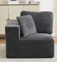 Mercer41 Acuna Corduroy Upholstered Accent Chair - Corner (R) in Gray New in Box $499