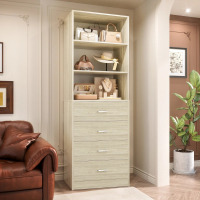 Latitude Run Betton Danniele Closet System with 4 Wood Drawers, Closet Organizer, Washed Oak, New in Box $299