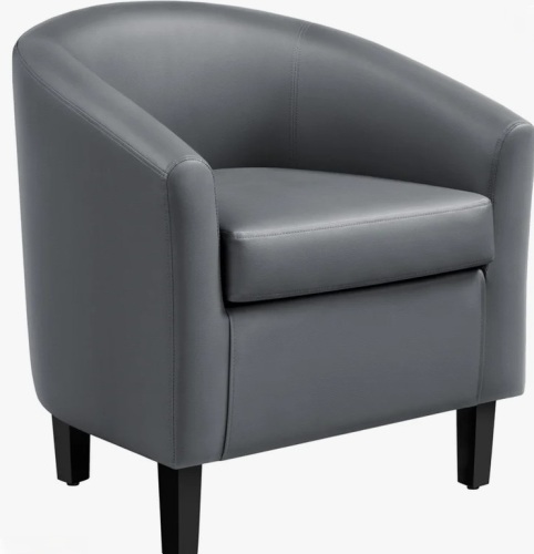 Ebern Designs Seldon 28'' H Vegan Leather Barrel Chair New in Box $599