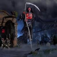 Holiday Homes 12' Grave & Bones Giant-Sized Color Changing Animated LED Levitating Reaper, New in Box $799