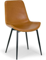 Glamour Home Alary 17" Modern Brown Faux Leather Dining Chair with Black Iron Legs, New in Box $299