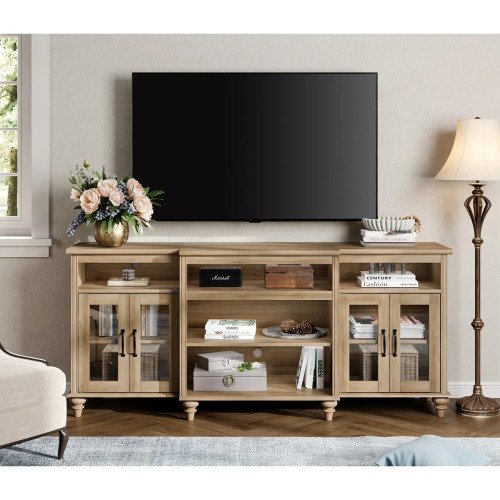 Charlton Home Scarlett 69.8'' TV Stand with Storage, Oak, New in Box $599