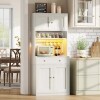Furologee 71" Tall Hutch Kitchen Pantry Storage Cabinet with Storage Shelves with Hutch Doors Drawers, White, New in Box $399
