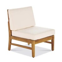 Acacia Wood Armless Chair With Cream Waterproof Seat Cushion, New in Box $399