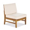Acacia Wood Armless Chair With Cream Waterproof Seat Cushion, New Open Box $399