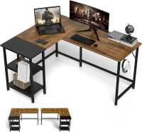 Klvied L Shaped Desk for Home Office, 59" Double Color L Table with Storage Shelves, Reversible Corner Computer Desk, Space-Saving Desk Workstation, Simple Wooden Writing Table, Rustic Brown, New in Box $399