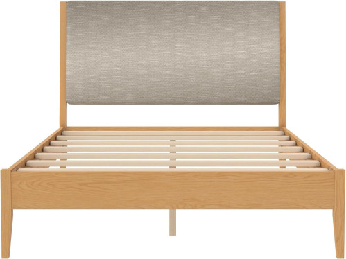 DHP Dacin Wood Bed Frame with Upholstered Headboard, Queen, Beige, Linen, (2 Boxes), New in Box $499