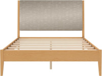 DHP Dacin Wood Bed Frame with Upholstered Headboard, Queen, Beige, Linen, (2 Boxes), New in Box $499