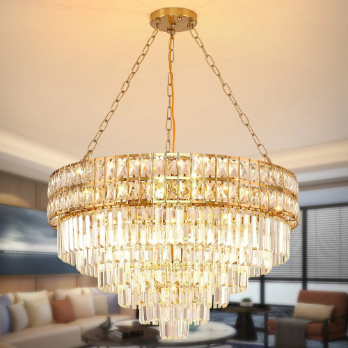 Mercer41 Imma Crystal Empire Chandelier, Gold, New in Box $1,899