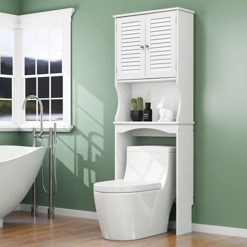 OONNEE Louvered Over Toilet Storage Cabinet, Bathroom Cabinet with Adjustable Shelf, Space-Saving Toilet Organizer, White $299