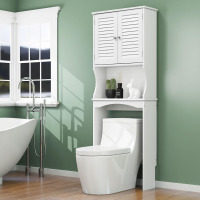 OONNEE Louvered Over Toilet Storage Cabinet, Bathroom Cabinet with Adjustable Shelf, Space-Saving Toilet Organizer, White, New in Box $299