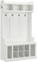 Bush Home Woodland 40W Hall Tree and Shoe Storage Bench with Shelves in White Ash, Cubbies and Coat Hooks (2 Boxes) New in Box $499