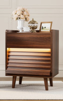George Oliver Allysyn 19.69'' W 2-Drawer Nightstand with LED Lights and Power Outlets New In Box $299
