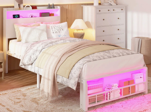 Lark Manor Kids Twin Bed with Storage and RGB Lights New In Box $299