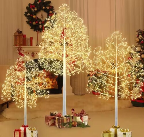 BTMWAY 3-Piece 6/5/4 ft. White Indoor/Outdoor Pre-Lit Artificial Christmas Tree with 1120/800/640 LED Lights (Set with 3 Size) New In Box $299