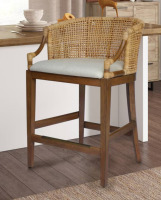 Martha Stewart 25" Playa Handcrafted Rattan Counter Height Barstool Natural: Upholstered, Indonesia Crafted New In Box $499