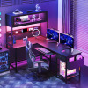 Wrought Studio Reversible L Shaped Computer Desk With Power Outlets & Adjustable Led Lights New In Box $299