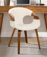 George Oliver Janaan 21.26'' W Swivel Faux Leather Upholstered Home Office Task Desk Chair with Bentwood Frame New Shelf Pull $299