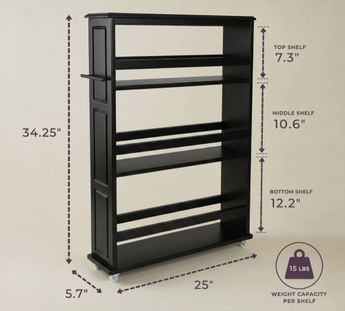Rebrilliant Lavish Home 3-Tier Slim Rolling Storage Cart, Black New In Box $299