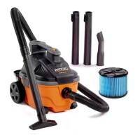 RIDGID 4 Gal. 5.0 Peak HP Portable Shop Vacuum Wet Dry Vac with Fine Dust Filter, Locking Hose and Attachments WD4070 On Working $199