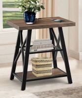 17 Stories Stokesvale Tall End Table Nightstand with 2 USB Ports, 2 Power Outlets, and 2 Storage Shelves New In Box $299