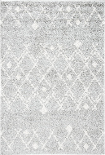 SAFAVIEH Berber Shag Collection Area Rug - 5'1" x 7'6", Light Grey & Cream, Moroccan Design, Non-Shedding & Easy Care, 1.2-inch Thick Ideal for High Traffic Areas in Living Room, Bedroom New $299