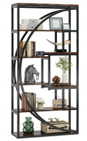 Tribesigns Rustic Brown Metal Bookcase ( 31.49-in W x 70.8-in H x 11.81-in D ) Finished New Shelf Pull $299