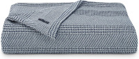 Nautica &ndash; Full/Queen Size Blanket, Yarn Dyed Cotton Bedding with Chevron Stripe Design, Soft Blanket for Bed or Couch, College Dorm Room Essentials (Chevron Navy) New In Box $99