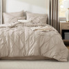 Bedsure Queen Comforter Set Beige, 3 Pieces, GentleSoft&trade; Pintuck Bed Set Gift for Family, All Season Down Alternative Comforter $199