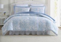 Laura Ashley 3-Piece Queen Size Bedford Reversible Cotton Blue Comforter Set $299