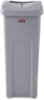 Rubbermaid Commercial RCP2143862 23 gal Universal Plastic Square Trash Can with Swing Lid Gray New In Box $299