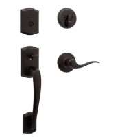 Kwikset Prescott Venetian Bronze Single Cylinder Entry Door Handleset with Tustin Handle Featuring SmartKey Security $299