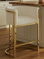 Red Barrel Studio&reg; 26" Counter Height Bar Stool Barrel Counter Stool With Backrest, Off White PU Leather Metal New In Box $399