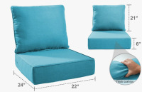 Latitude Run&reg; Allo 24"X22"X6" Patio Thick Back/Seat Cushion Set - Deep Seat Indoor/Outdoor Water & Fade Resistant New In Box $199