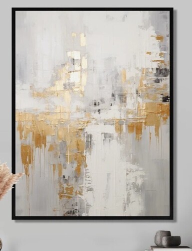 Mercer41 Golden Sunshine Through The Mist - Abstract Wall Art Living Room, 36" x 46" New In Box $299