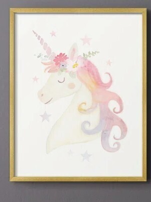 Ebern Designs 29"H x 46"W Sweet Unicorn I-Premium Framed Print -Ready to Hang - No Nails Required - No Nails Required New Shelf Pull $199