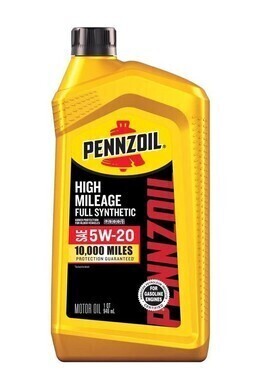 Pennzoil High Mileage Synthetic 5w-20 Motor Oil &ndash; 1 Quart New