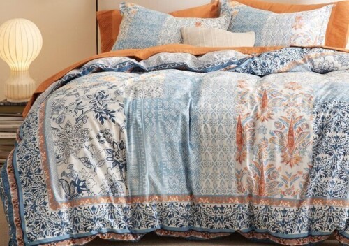 Bedsure Bohemian Blue Queen 3 Piece Duvet Cover Set 100% Cotton Reversible Floral with Zipper Closure Soft Breathable $299