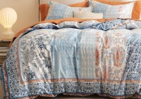 Bedsure Bohemian Blue Queen 3 Piece Duvet Cover Set 100% Cotton Reversible Floral with Zipper Closure Soft Breathable $299