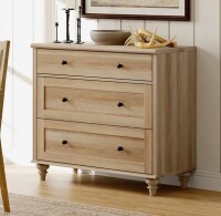 Charlton Home&reg; 3 Drawer Dresser for Bedroom, WAMPAT Dresser for Bedroom with 3 Drawers, Oak with Wide Chest of Drawers $499