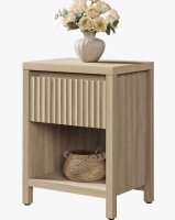 Bay Isle Home&trade; Allete Modern Fluted 1-Drawer Nightstand With Open Shelf Storage $299