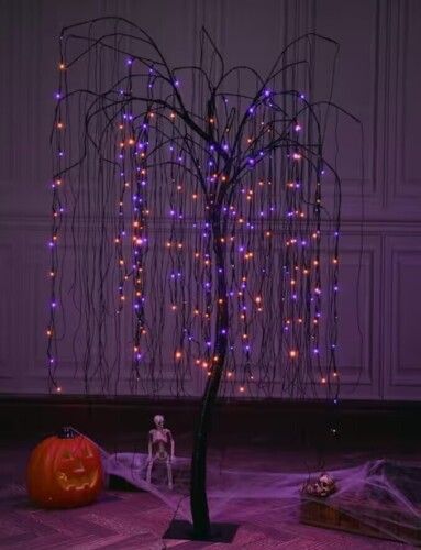Lightshare 7 ft. Purple Pre-Lit LED Halloween Tree Artificial Christmas Tree with Spiders and 256 LED Lights New In Box $299