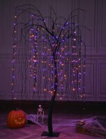 Lightshare 7 ft. Purple Pre-Lit LED Halloween Tree Artificial Christmas Tree with Spiders and 256 LED Lights New In Box $299